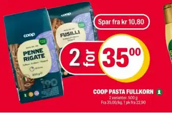 Coop Extra Coop pasta fullkorn tilbud