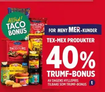 Meny Tex-mex produkter tilbud