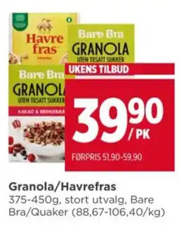 Meny Granola/havrefras tilbud