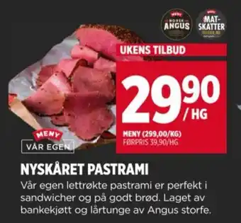 Meny Nyskåret pastrami tilbud