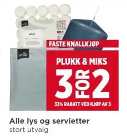 Meny Alle lys og servietter tilbud