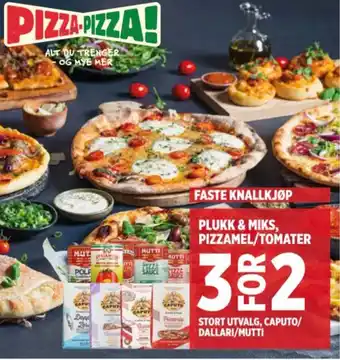 Meny Plukk & miks, pizzamel/tomater tilbud