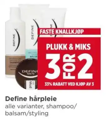 Meny Define hårpleie tilbud