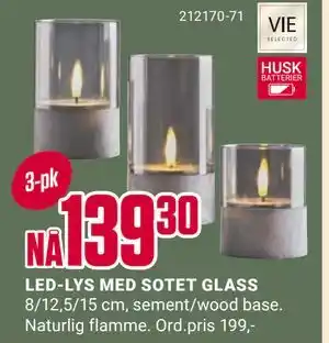 Europris LED-LYS MED SOTET GLASS tilbud