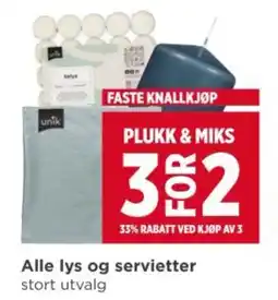 Meny Alle lys og servietter tilbud