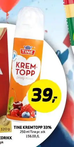 Bunnpris TINE KREMTOPP 33% tilbud