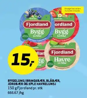 Bunnpris BYGGLUNSJ BRINGEBÆR, BLÅBÆR, JORDBÆR OG EPLE HAVRELUNSJ tilbud