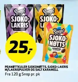 Bunnpris PEANØTTKULER SJOKONØTTS, SJOKO-LAKRIS M/LAKRISPULVER OG SALT KARAMELL tilbud