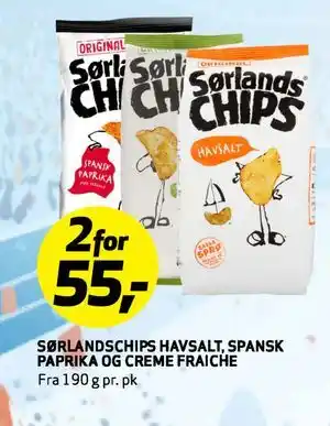 Bunnpris Sørlandschips Havsalt, Spansk Paprika og Creme Fraiche tilbud