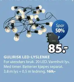 JYSK GULIRISK LED-LYSLENKE tilbud