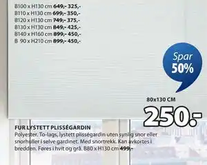 JYSK FUR LYSTETT PLISSÉGARDIN tilbud