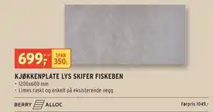 Montér KJØKKENPLATE LYS SKIFER FISKEBEN tilbud