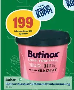 Coop Byggmix Butinox Klassisk 10/silkematt interiør maling tilbud