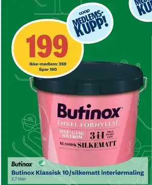 Coop Byggmix Butinox Klassisk 10/silkematt interiør maling tilbud