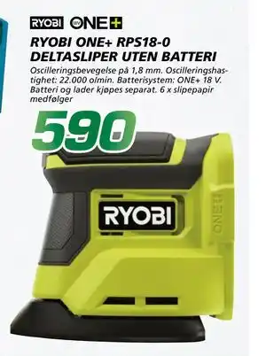 Coop Byggmix RYOBI ONE+ RPS18-0 DELTASLIPER UTEN BATTERI tilbud