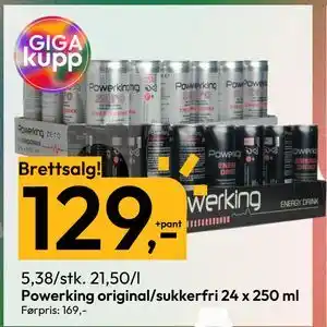 Gigaboks Powerking original/sukkerfri 24 x 250 ml tilbud