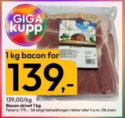 Gigaboks Bacon skivet 1 kg tilbud