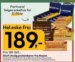 Gigaboks Stort utvalg proteinbarer fra Maxim tilbud