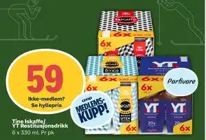 Coop Mega Tine Iskaffe/ YT Restitusjonsdrikk tilbud