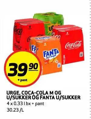 Bunnpris URGE, COCA-COLA M OG U/SUKKER OG FANTA U/SUKKER tilbud