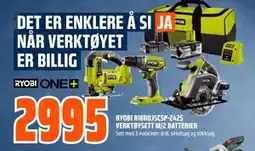 Obs Bygg RYOBI R18DDJSCSP-242S VERKTØYSETT M/2 tilbud