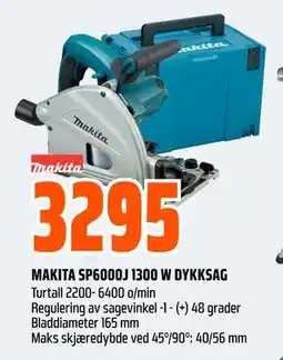 Obs Bygg MAKITA SP6000J 1300 W DYKKSAG tilbud