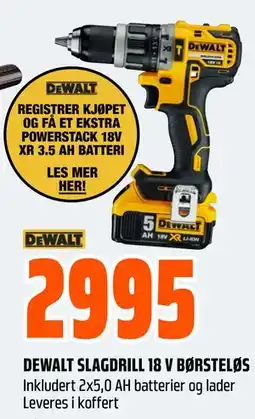 Obs Bygg DEWALT SLAGDRILL 18 V BØRSTELØS tilbud