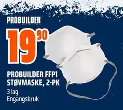 Obs Bygg PROBUILDER FFP1 STØVMASKE, 2-PK tilbud