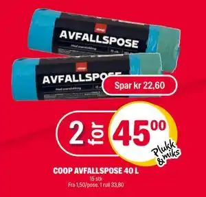 Coop Extra COOP AVFALLSPOSE 40 L tilbud