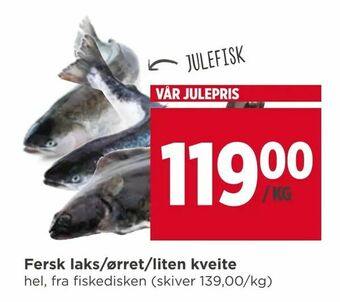 Meny Fersk laks/ørret/liten kveite tilbud