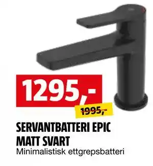 Bauhaus SERVANTBATTERI EPIC MATT SVART tilbud