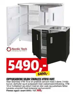 Bauhaus OPPVASKBENK VILAN STAINLESS VTB10 HVIT tilbud