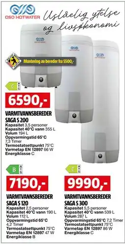 Bauhaus VARMTVANNSBEREDER SAGA S 300 tilbud