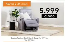 Skeidar Boston Recliner, Stoff Slowly Beige tilbud