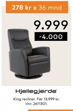 Skeidar King recliner tilbud