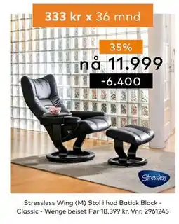 Skeidar Stressless Wing (M) Stol tilbud