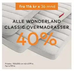 Skeidar WONDERLAND CLASSIC OVERMADRASSER tilbud