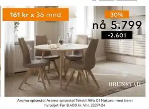 Skeidar Aroma spisestol Aroma spisestol Tekstil Alfa 01 Natural tilbud