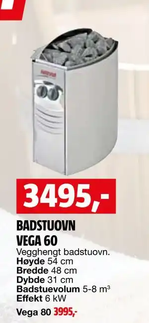 Bauhaus BADSTUOVN VEGA 60 tilbud