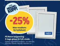 Coop Obs På Natre toppsving 3-lags glass (U1,0) vindu tilbud