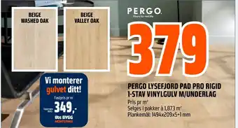 Coop Obs PERGO LYSEFJORD PAD PRO RIGID 1-STAV VINYLGULV M/UNDERLAG tilbud