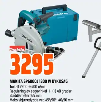 Coop Obs Makita sp6000j 1300 w dykksag turtall 2200-6400 o/min tilbud