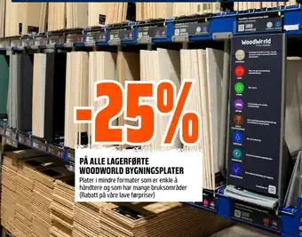 Coop Obs PÅ ALLE LAGERFØRTE WOODWORLD BYGNINGSPLATER tilbud