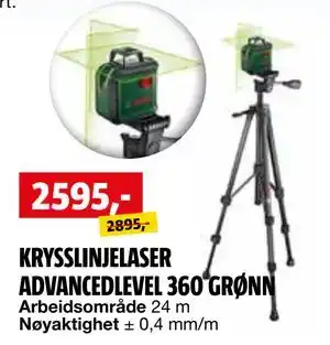 Bauhaus KRYSSLINJELASER ADVANCEDLEVEL 360 GRØNN tilbud