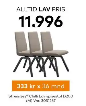 Skeidar Stressless Chilli Lav spisestol D200 (M) tilbud