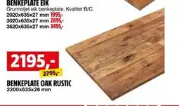 Bauhaus BENKEPLATE OAK RUSTIC tilbud