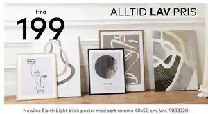 Skeidar Newline Earth Light bilde poster med sort ramme tilbud