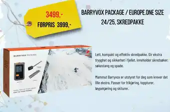 XXL Sport Barryvox package / europe.one size 24/25, skredpakke tilbud