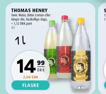 Scandinavian Park THOMAS HENRY Tonic Water, Bitter Lemon eller Ginger Ale, forskellige slags, tilbud