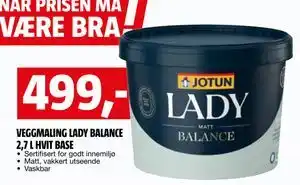 Bauhaus VEGGMALING LADY BALANCE 2,7 L HVIT BASE tilbud